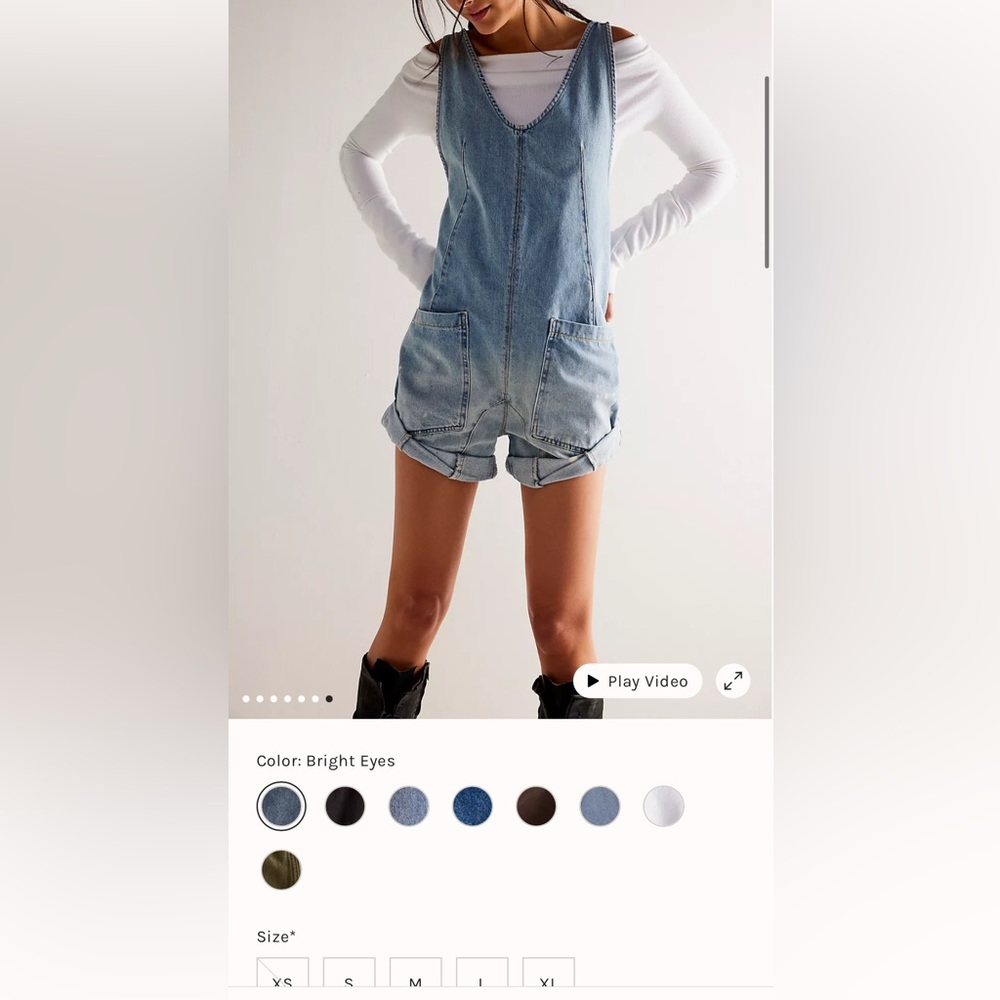 NWOT WeThe Free High Roller Shortall In Bright Eyes Sold Out On Free People - Picture 7 of 15